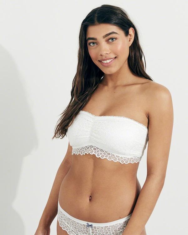 Bralette Hollister Donna Strappy Lace Bandeau With Removable Pads Bianche Italia (974KOERI)